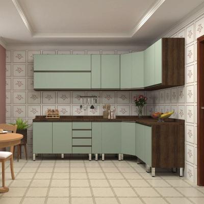 Armário De Cozinha De Canto C/12 Peças Dourado C/Verde