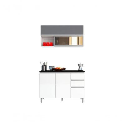 Cozinha Modulada 2 Peças 5 Portas 2 Gavetas Branco/Prata