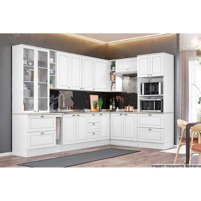 Kit De Cozinha 14Pçs Americana 1 (3 Armários + 4 Balcões + 1 Paneleiro + 6 Complementos) Branco