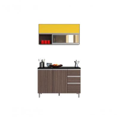 Cozinha Modulada 2 Peças 5 Portas 2 Gavetas Amêndoa/Amarelo
