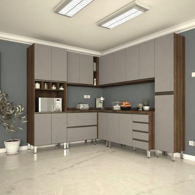 Armário De Cozinha De Canto C/8 Peças Dourado C/Cinza Puro