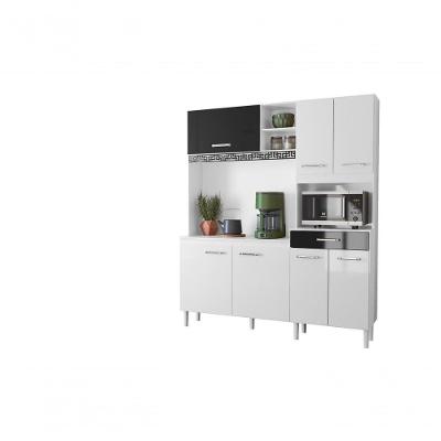 Kit Cozinha Yara 160 7 Portas Branco Uv/Preto Uv - Nicioli