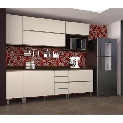 Armário De Cozinha C/7 Peças E Tampo Dourado C/Connect