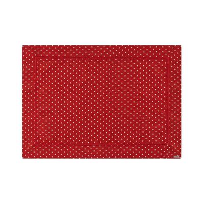 Lugar Americano Em Tecido Jacquard Barra Bordada 50x36cm Mameg Poá Vermelho
