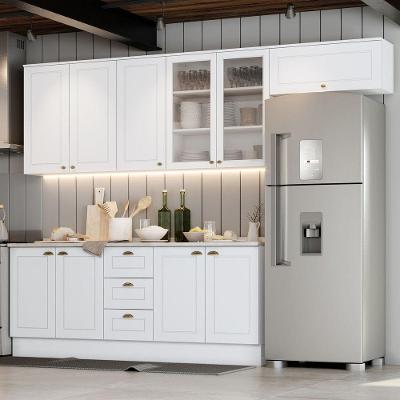 Cozinha Compacta De 05 Peças C/ Aéreo De Vidro Branco