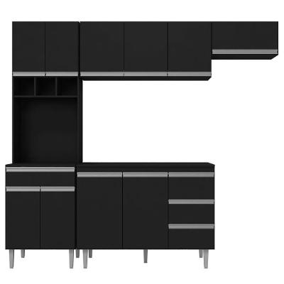 Cozinha Modulada 4 Peças Balcão Sem Tampo 120cm Andréia Preto - Ajl Móveis