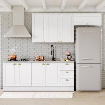 Cozinha Compacta De 4 Peças C/ Aéreo De 3 Portas Branco