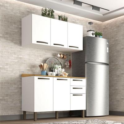 Cozinha Compacta Valencia 2 Peças 6 Portas 2 Gavetas Salleto Moveis Branco