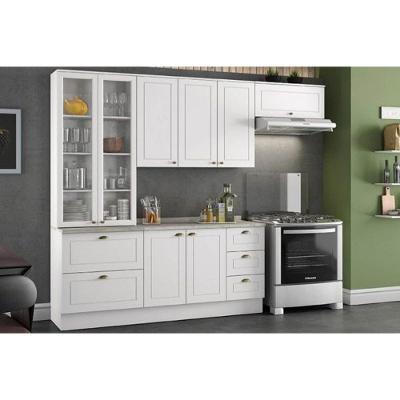 Kit de Cozinha Modulada 5 Peças Americana  (2 Armários + 1 Balcão + 2 Complementos) C5P13 Branco - Henn