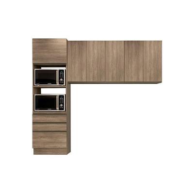 Kit De Cozinha Modulada 3 Peças Maxxi (2 Armários + 1 Paneleiro) Cpt33 Nogal - Kappesberg