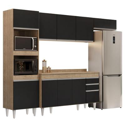 Armário De Cozinha Modulada 4 Peças Cp11 Balcão Com Tampo Castanho/preto - Lumil
