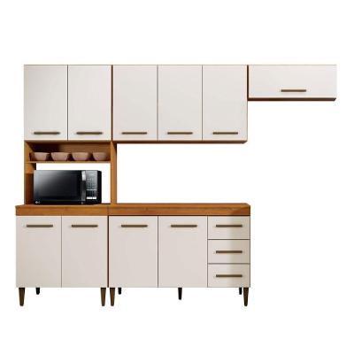 Cozinha Completa 10 Portas 3 Gavetas Atenas Kaiki Moveis Nature/Off White.