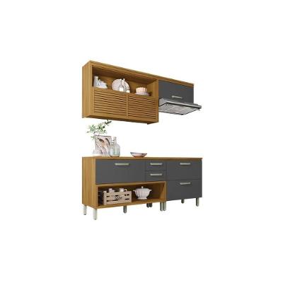 Cozinha Modulada Nesher Princesa  3 Peças (2 Balcões + Aéreo) C3P22 Freijo/Grafite