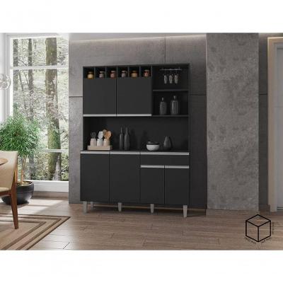 Kit Armario Cozinha Compacta Alice 130cm 6 Portas Preto Ajl
