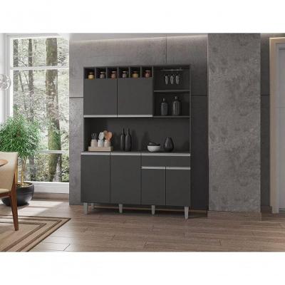 Kit Armario Cozinha Compacta Alice 130cm 6 Portas Cinza Ajl