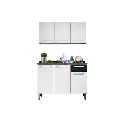 Kit de Cozinha Completa 2 Peças Evidence  (1 Armário + 1 Balcão) C2P07 Branco/Preto - Bertolini