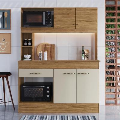 Armário De Cozinha Compacta Com Tampo 7072+ch854 Decibal Naturalle Cristalo