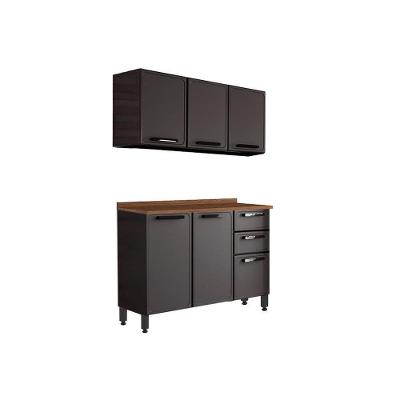 Cozinha Modulada Bertolini Estilo  2 Peças (1 Armário + 1 Balcão) C2P08 Cinza/Grafite