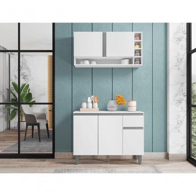 Kit Armario Para Cozinha Compacto Vanessa Balcão 105cm Branco Ajl