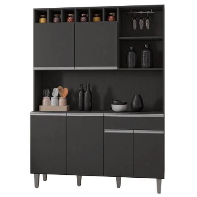 Cozinha Compacta 130Cm 6Pts 9 Nichos Alice Cinza Escuro