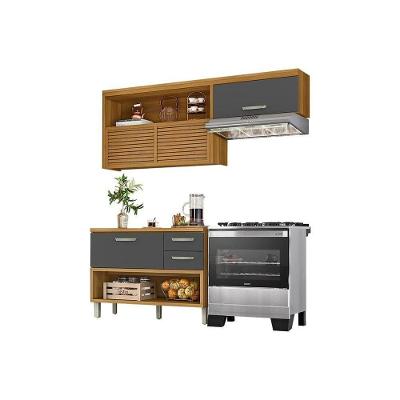 Cozinha Modulada Nesher Princesa  2 Peças (1 Armário + 1 Balcão) C2P21 Freijo/Grafite