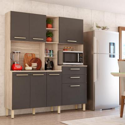 Kit Cozinha Com 7 Portas E 2 Gavetas Avena Grafito