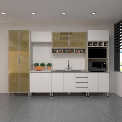 Cozinha Completa 6 Peças Sem Pia Com Vidro Reflecta Lis Legno Crema Com Branco Mat