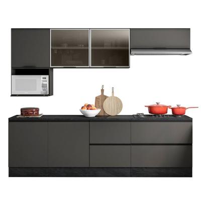 Cozinha Modulada 7 Peças Com 7 Portas E 4 Gavetas Com Balcão Para Cooktop Etna Grafite