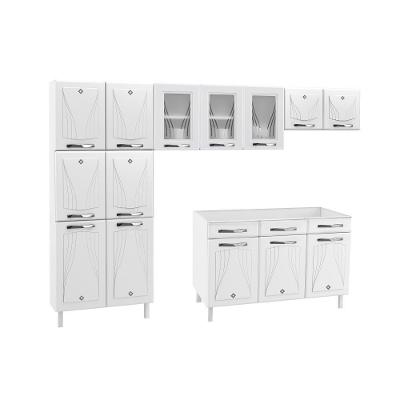 Cozinha de Aço Completa Telasul Star New Branco 3 Vidros Balcão para Pia