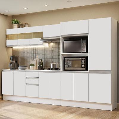 Armário De Cozinha Completa 100% MDF 300cm Frentes Smart Madesa 02 Branco