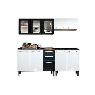 Cozinha Completa Evidence 4 Peças (2 Armários + 2 Balcões) C4P54 Branco/Preto - Bertolini