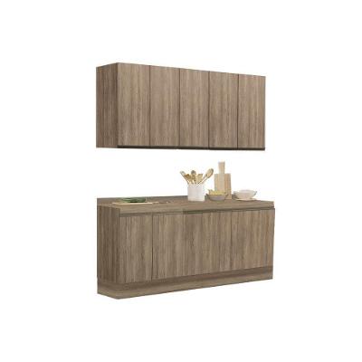Kit de Cozinha Modulada 6 Peças Maxxi  (2 Armários + 2 Balcões + 2 Complementos) C6P23 Nogal - Kappesberg