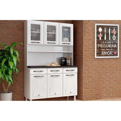 Cozinha Compacta Star New c/ 6 Portas (3 c/ Vidro) e 3 Gavetas 120cm Branco - Telasul