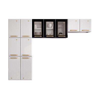 Cozinha Modulada Completa Diamante 3 Peças (2 Armários + 1 Paneleiro) c/ Vidro Branco/Preto - Telasul