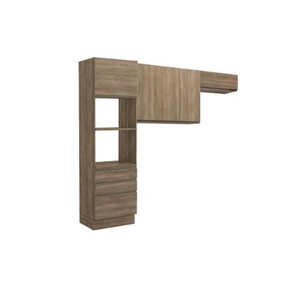 Kit De Cozinha Modulada 3 Peças Maxxi (2 Armários + 1 Paneleiro) Cpt37 Nogal - Kappesberg