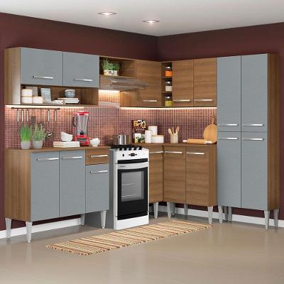 Armário De Cozinha Completa De Canto 417cm Rustic/cinza Emilly Ice Madesa Rustic/cinza