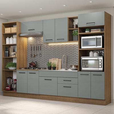 Armário De Cozinha Completa 330cm Rustic/cinza Agata Madesa 02 Rustic/cinza