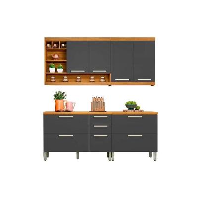 Kit de Cozinha Modulada 4 Peças Burguesa Premium   (2 Armários + 2 Balcões) C4P14 Freijo/Grafite - Nesher