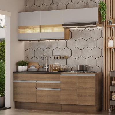 Armário De Cozinha Completa 200cm Rustic/crema Glamy Madesa 07 Rustic/rustic/crema