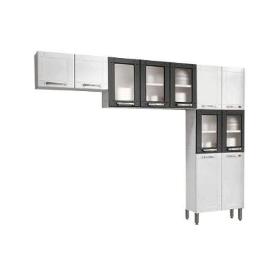 Kit de Cozinha Modulada 3 Peças Múltipla  (2 Armários + 1 Paneleiro) CPT96 Branco/Preto - Bertolini