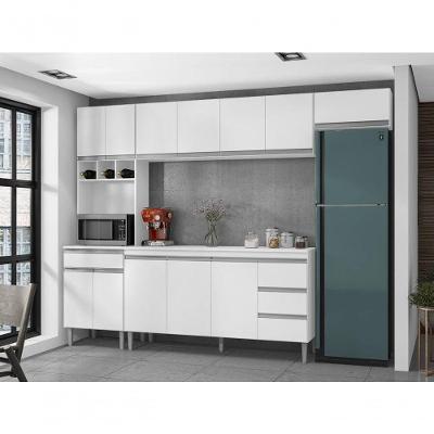 Cozinha Modulada 2,80m Andréia 12 Portas 4 Gavetas Com Balcão Branco Ajl