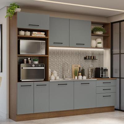 Armário De Cozinha Completa 250cm Rustic/cinza Agata Madesa 01 Rustic/cinza