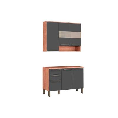 Cozinha Modulada Ronipa Nápoli Prime Napoli Prime 2 Peças (1 Armário + 1  Balcão) C2P04 Castanho/Chumbo