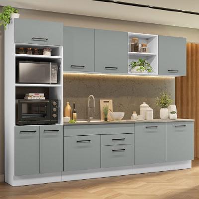 Armário De Cozinha Completa 310cm Branco/cinza Agata Madesa 02 Branco/cinza