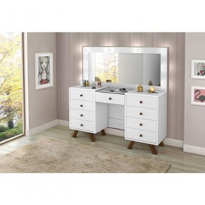 Penteadeira Camarim 9G Mdf Pes De Madeira Classic Cor Branca