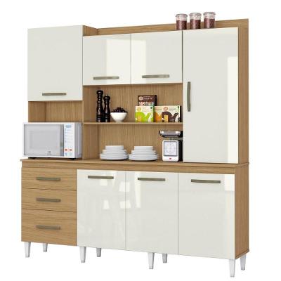 Cozinha Compacta Com 07 Portas E 03 Gavetas Mirela Cor Atacama Off White Aramóveis