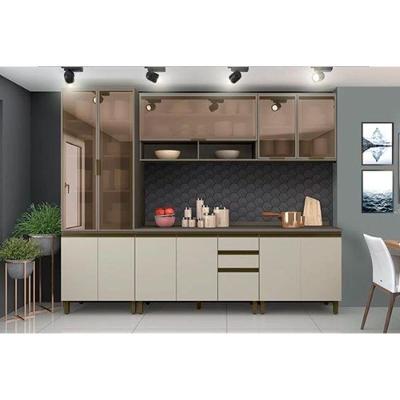 Kit de Cozinha Completa 7 Peças Connect  (2 Armários + 2 Balcões + 1 Paneleiro + 2 Complementos) C7P03 Duna/Cristal - Henn