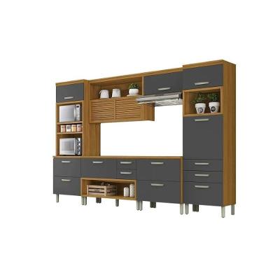 Kit De Cozinha Modulada 5pçs Princesa 1 Armário 2 Balcões 2 Paneleiros C5P22 Freijo/Grafite Nesher