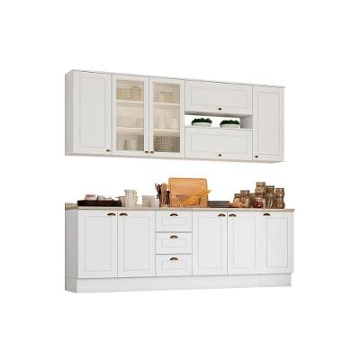 Kit de Cozinha Modulada 10 Peças Americana  (4 Aéreos + 3 Balcões + 3 Tampos) CZ266 Branco