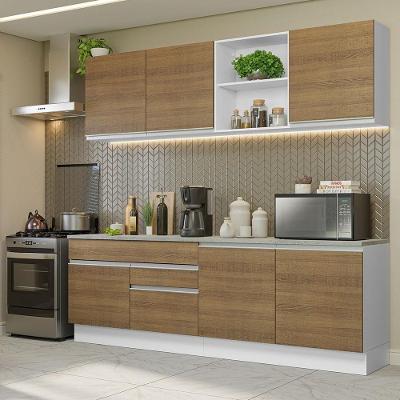 Armário De Cozinha Completa 240cm Branco/rustic Glamy Madesa 06 Branco/rustic